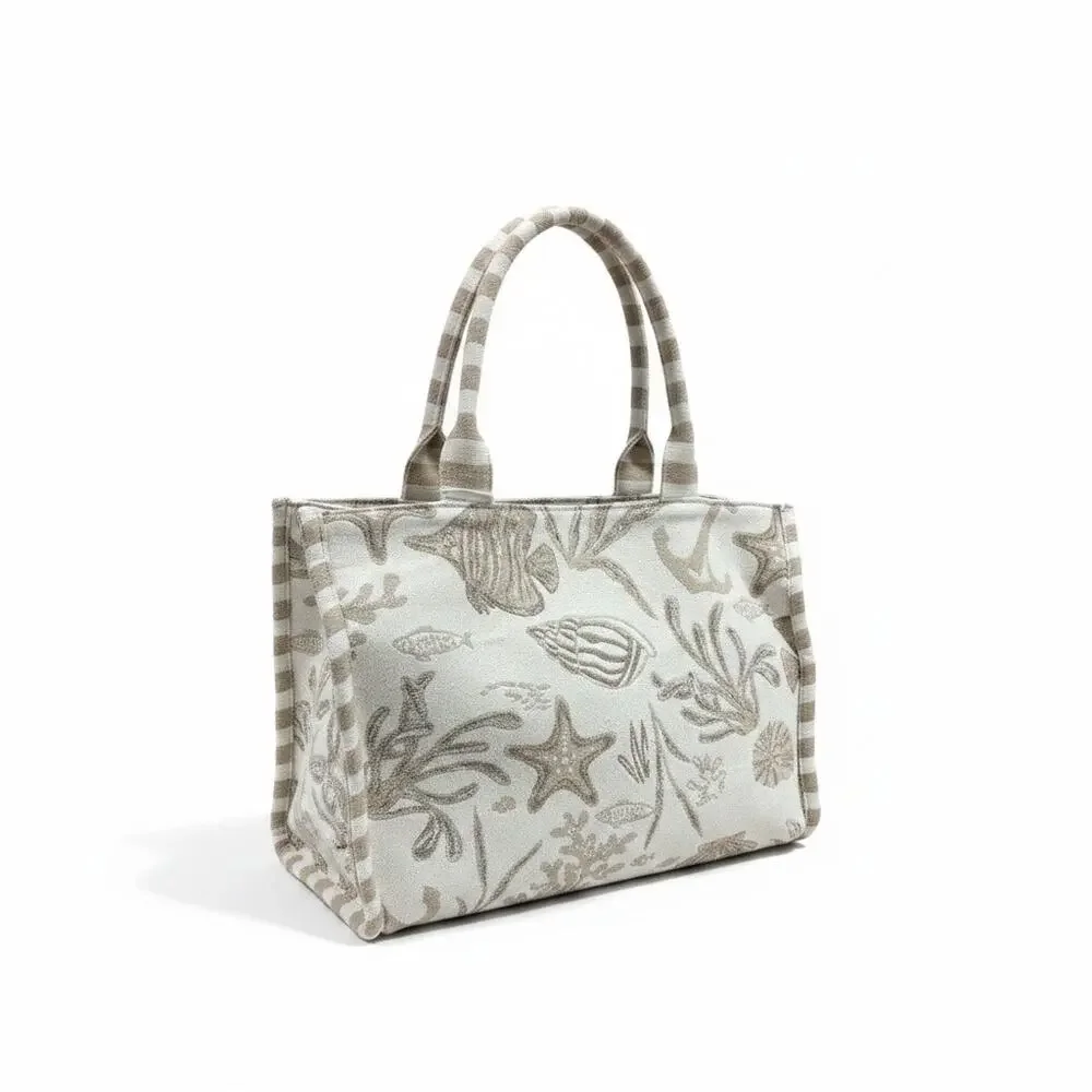 Shiraleah Coastal Jacquard Tote Handbag Purse New